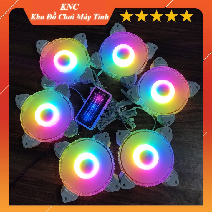 Bộ 6 quạt tản nhiệt máy tính, Fan Led, Fan case RGB đồng bộ màu Hub Quạt Coolmoon, Phiên bản Diamond