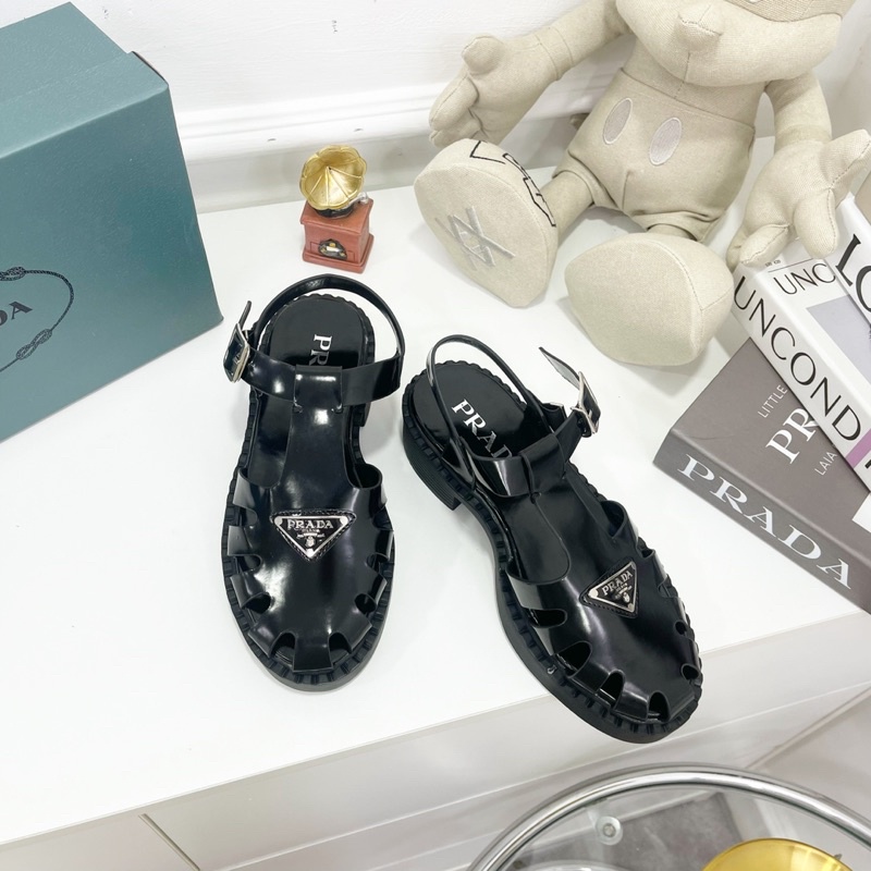Sandal prada giọ chất bóng nâng đế kèm hộp