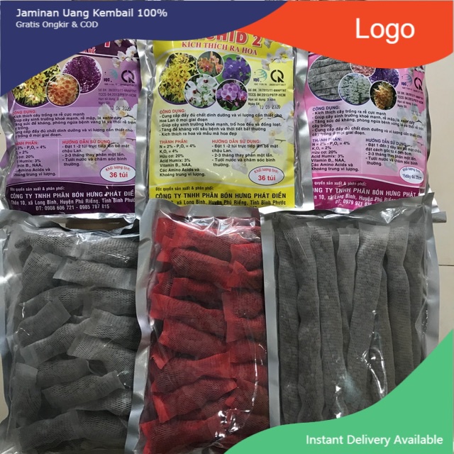 Phân Bón Lan ORCHID 1-2-3 - Dưỡng Cây - Kích Ra Hoa Phong Lan - Phân Lan Túi Lưới - Dây Dài 15cm