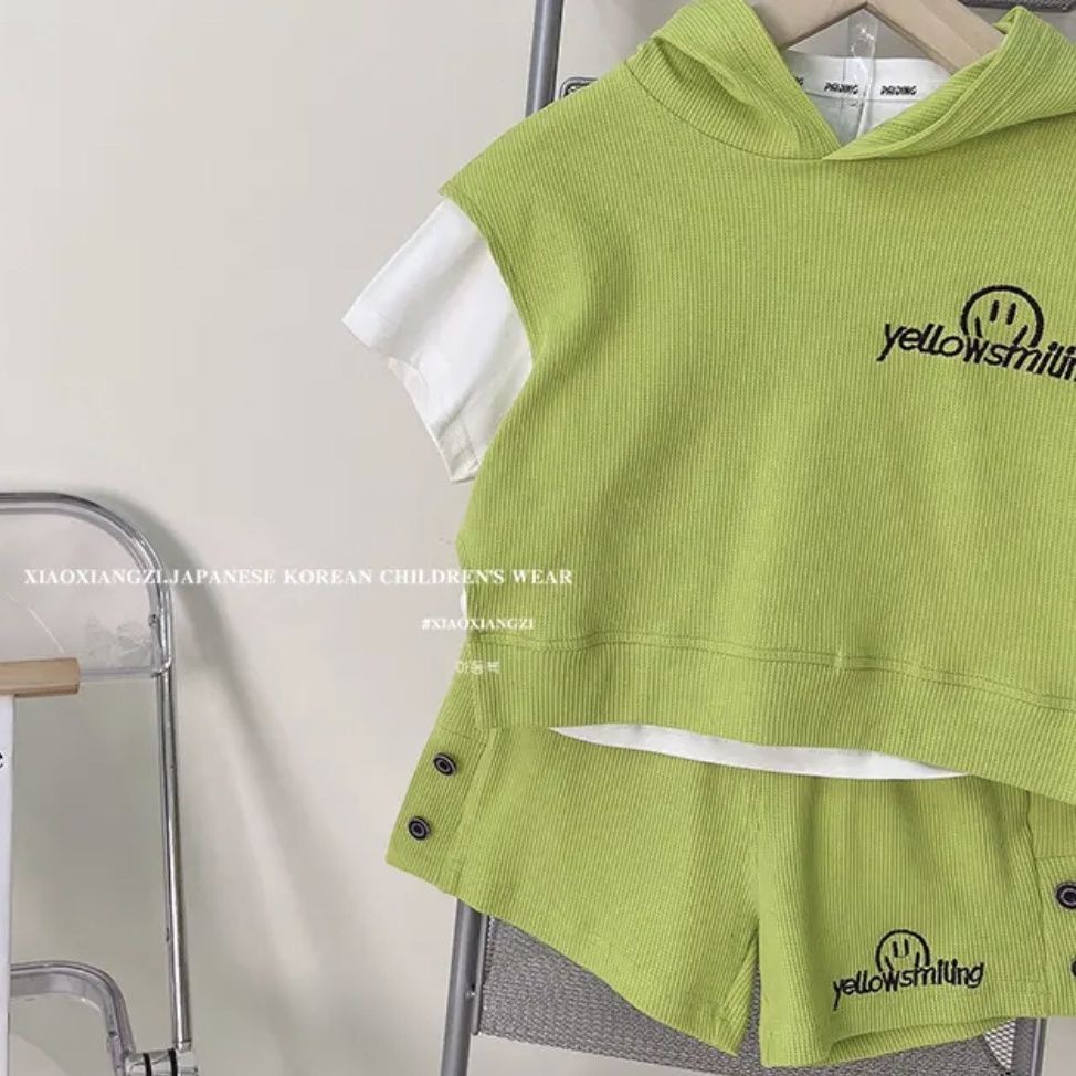 Bộ Áo Thun Tay Ngắn Kèm Quần Ngắn Phong Cách Hàn Quốc Thời Trang Mùa Hè Mới Cho Bé Trai