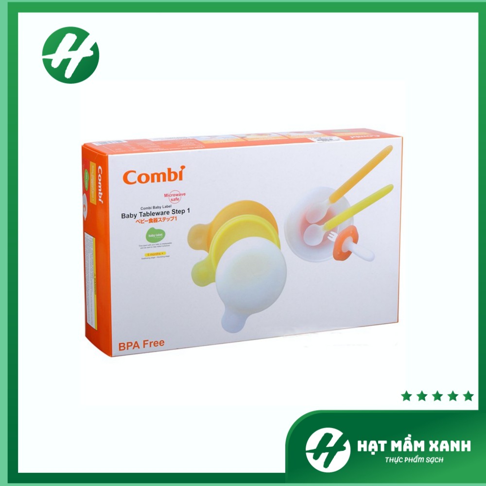 Bộ Đồ Dùng Tập Ăn Dặm Combi Bước 1 - Nhật Bản