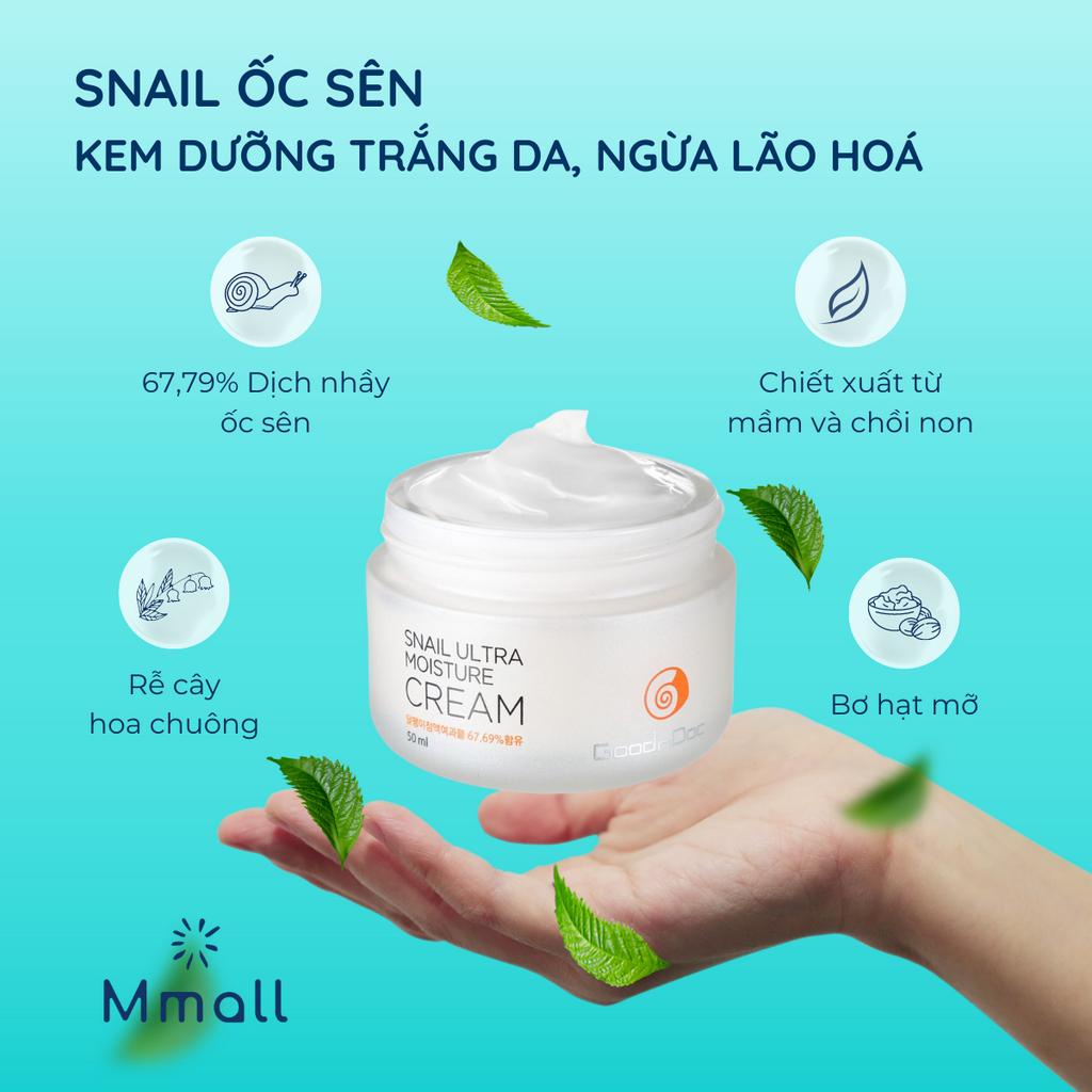 Kem ốc sên GoodnDoc Hàn Quốc Snail Cream dưỡng trắng mềm mịn da 50ml