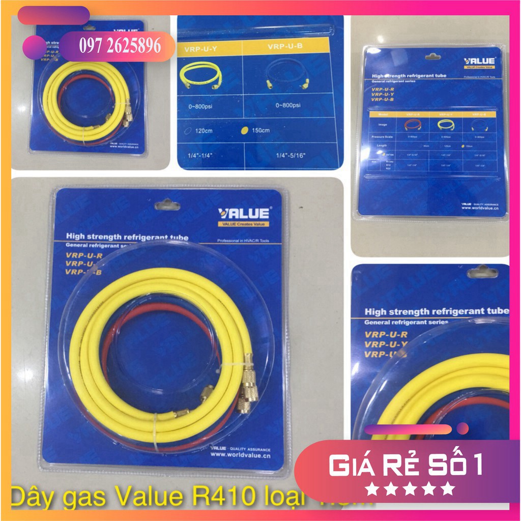 Bộ Dây Gas VALUE Model VRP-U-R/Y/B (1 Bộ = 3 Sợi Dây 150Cm R410 )
