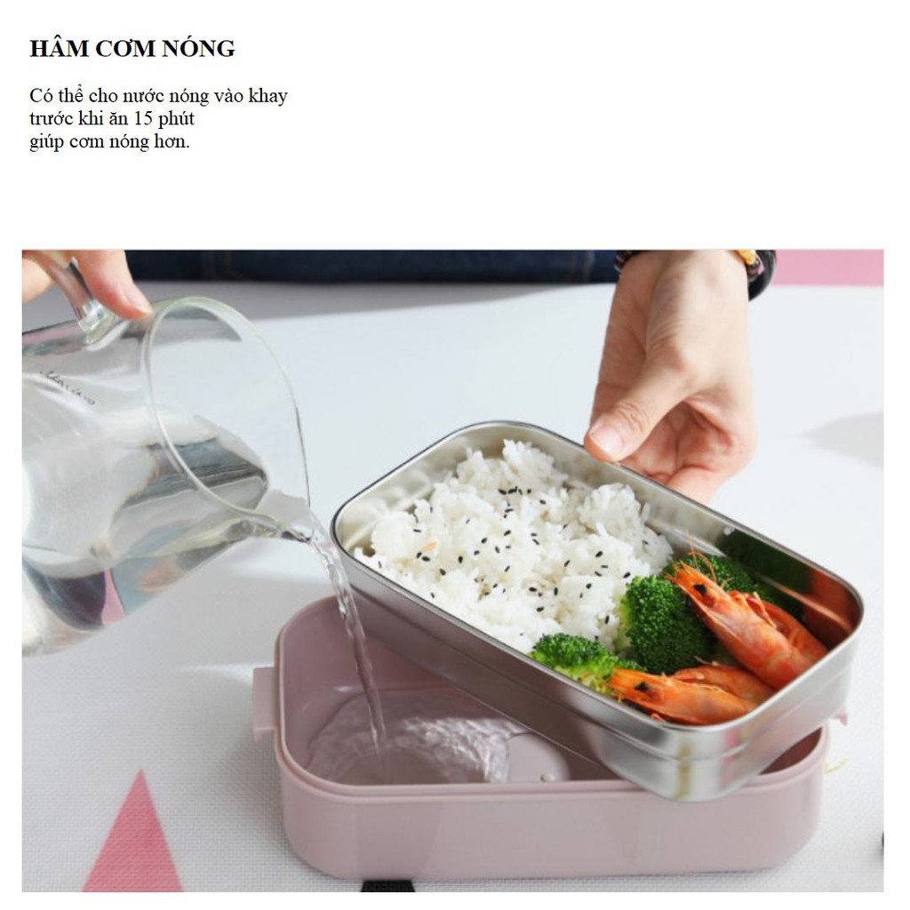 Hộp cơm trưa văn phòng, hai tầng, 4 ngăn, ruột inox 304. Phong cách Nhật Bản. Đồng bộ túi giữ nhiệt | BigBuy360 - bigbuy360.vn