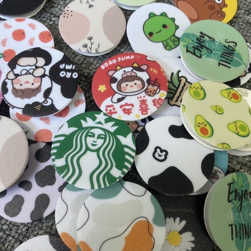 Giá đỡ Popsocket dể thương -hình bò sữa- trái bơ- khủng long