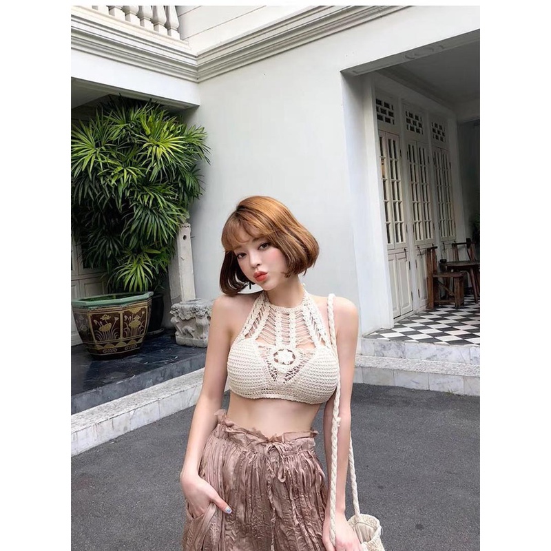 áo bikini bra yếm đan móc dệt kim xinh xắn sexy