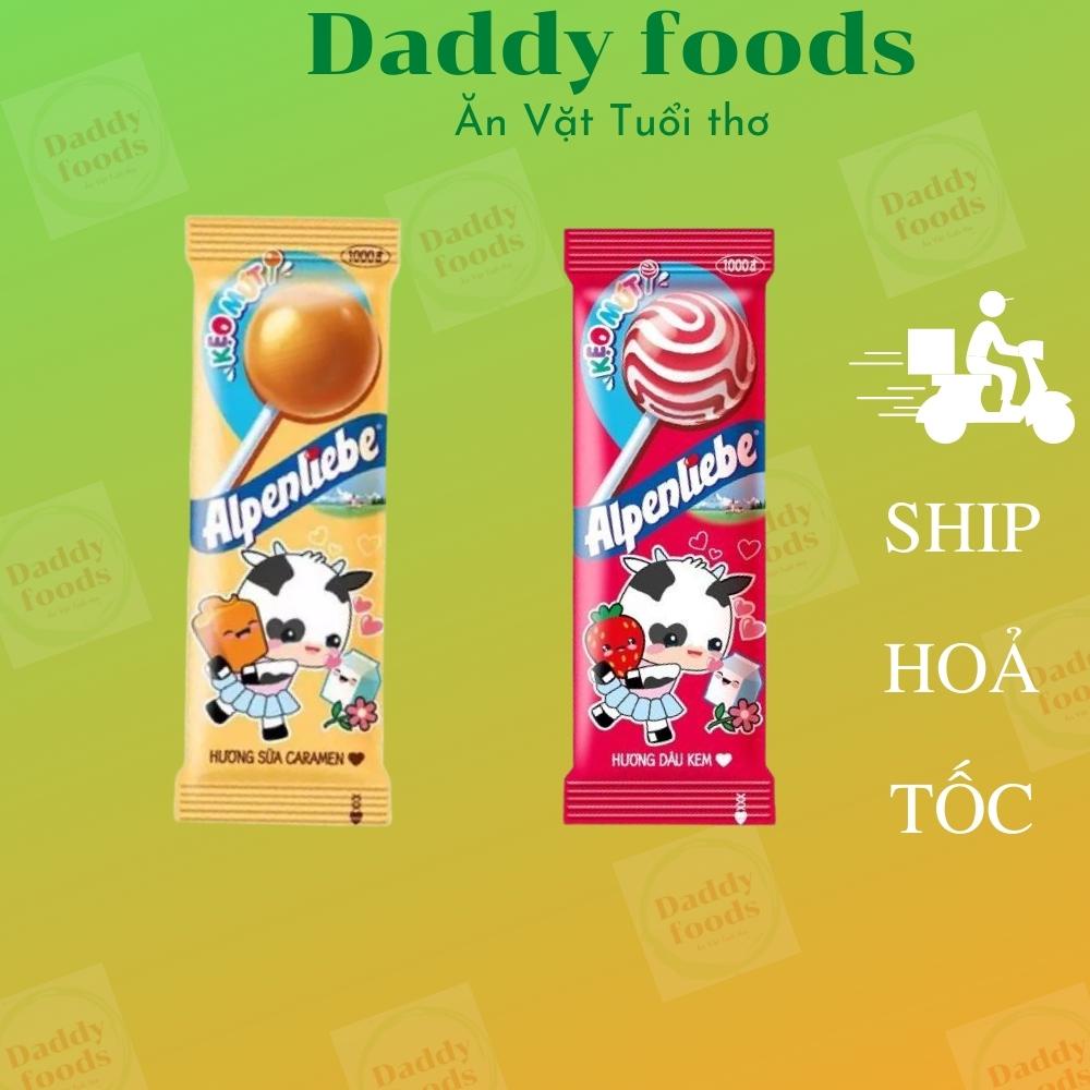 Combo 10 cái kẹo mút alpenliebe mix vị sữa caramen và dâu thơm béo