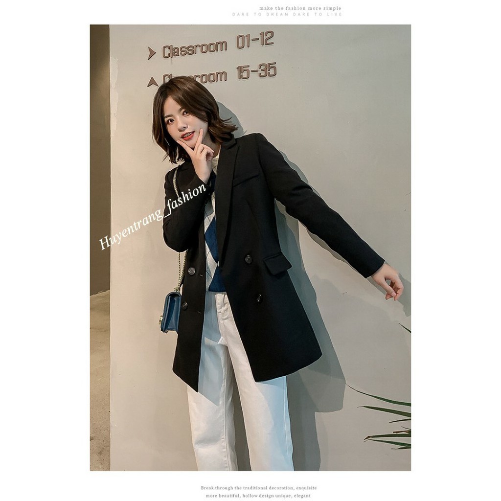 [Mã WASTMAY giảm 15% tối đa 30K đơn 150K] áo vest nữ dáng dài đính 4 khuy tay nhiều màu chất vải cao cấp | BigBuy360 - bigbuy360.vn