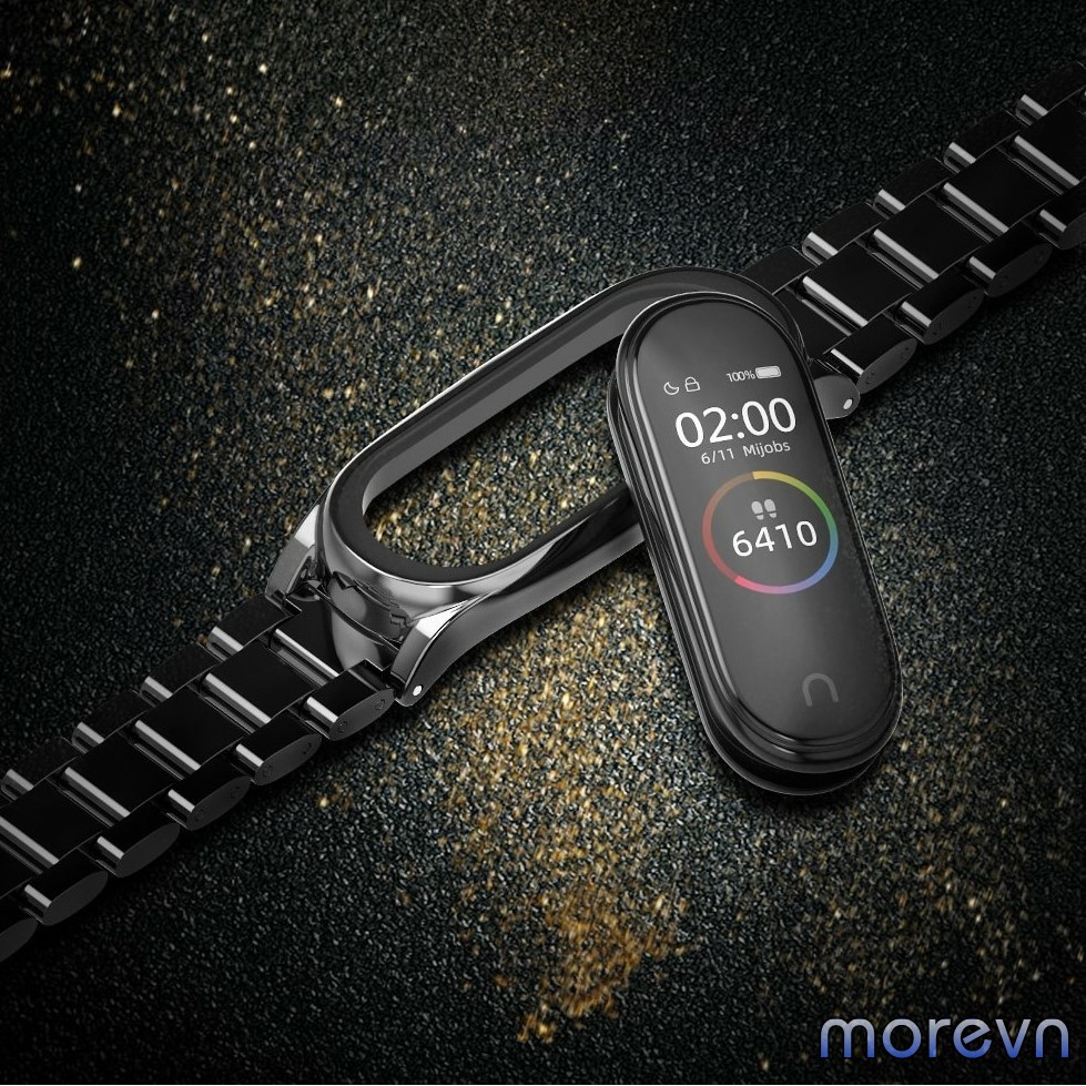 Dây đeo kim loại mắt to PLUS Mi band 5, miband 6 chính hãng Mijobs - dây đeo kim loại thay thế mi band 6, miband 5 PLUS