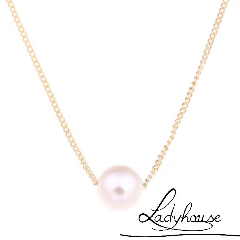 LD-Gold Plated Clavicle Chain Freshwater Cultured Pearls Cubic Zirconia Pendant Choker Necklaces Gift for Women Girls