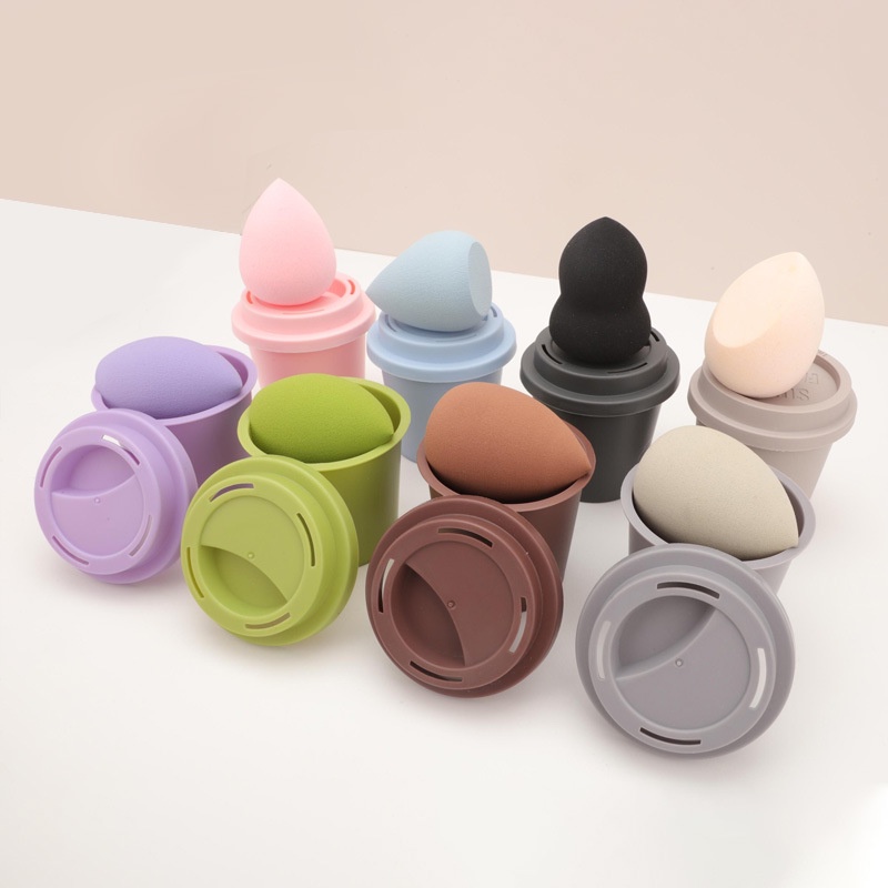 Giá Đỡ Mút Trang Điểm Hình Cốc Cà Phê Chống Ẩm Tiện Dụng