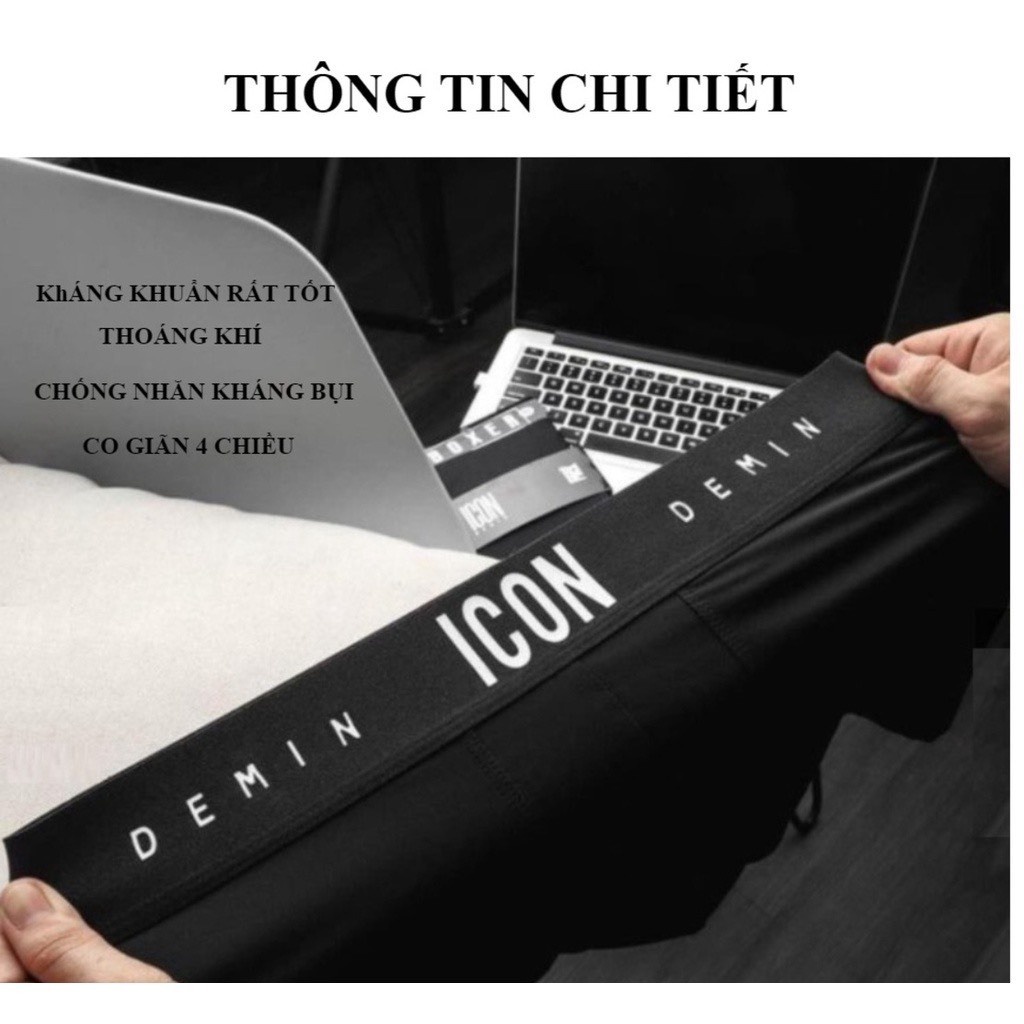 Quần sịp đùi nam boxer ICON chất thun lạnh mềm mịn siêu mát thấm hút mồ hôi DOLMAN