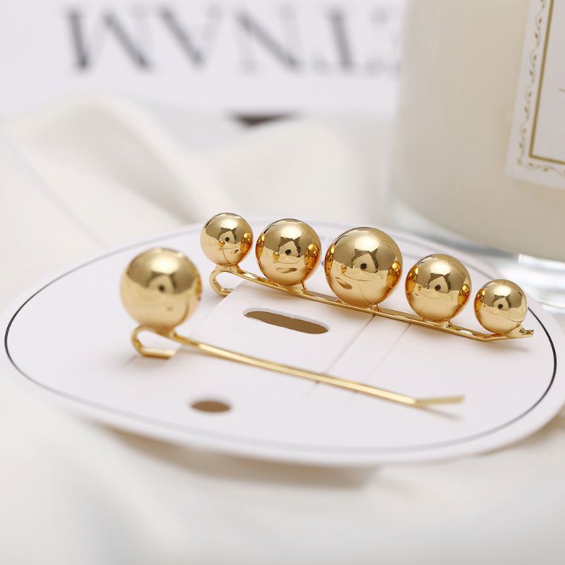 Kẹp Tóc Mái Bằng Kim Loại Màu Vàng Kim Một Chữ Một Bên Gợn Sóng Tối Giản Cl