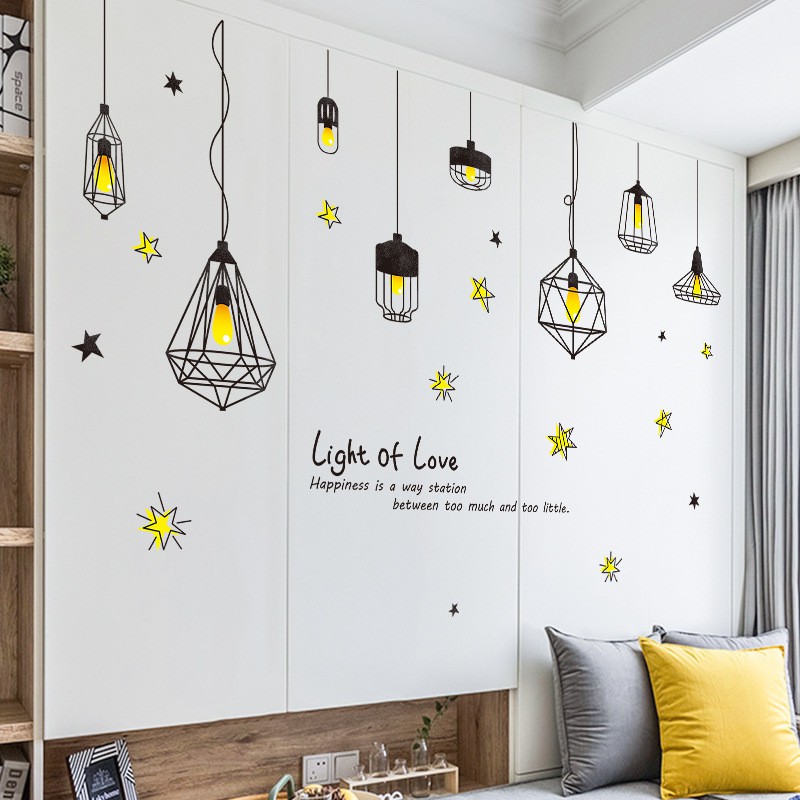 Tranh dán tường trang trí ký túc xá, decal dán tường trang trí decor phòng ngủ (Đèn vàng)