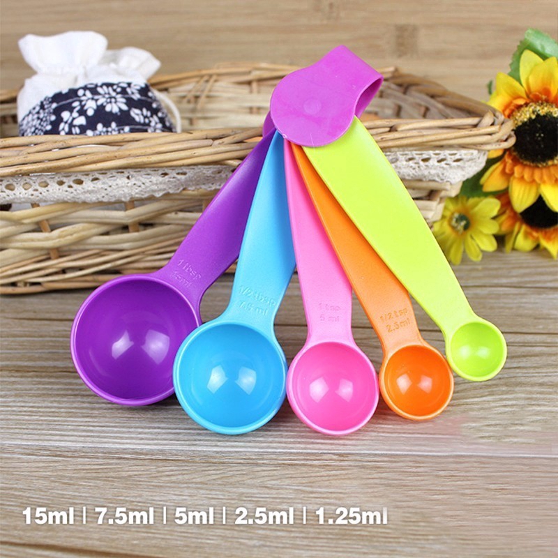 5 chiếc / bộ Thìa đo Đầy màu sắc Dụng cụ nhà bếp