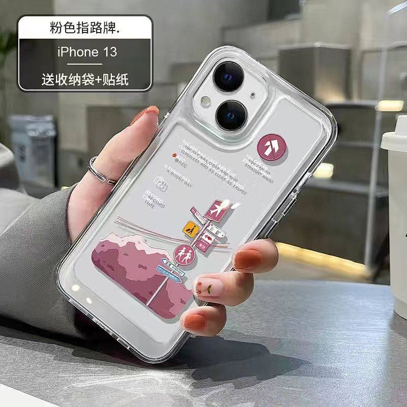 Ốp Điện Thoại Silicon Mềm Trong Suốt Họa Tiết Biển Báo Màu Xanh Dương Cho Iphone 13 12 11 XS XR