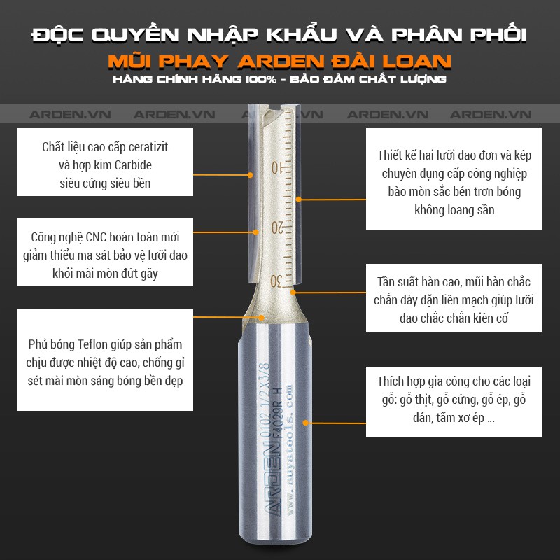 Mũi phay gỗ thẳng ARDEN dòng A0114