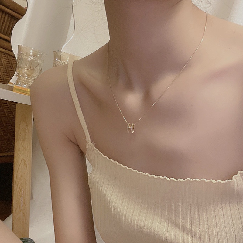 Vòng cổ Mặt Chữ H Đính Pha Lê Lấp Lánh 3D Cho Nữ