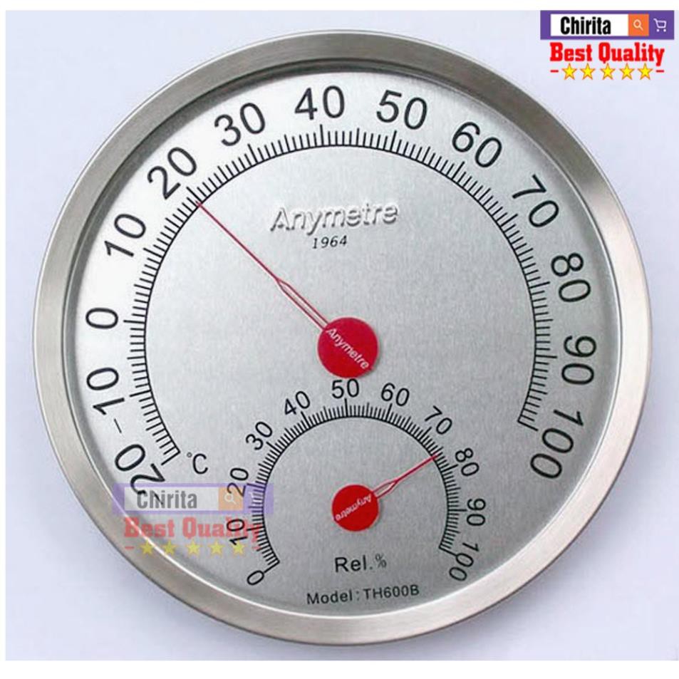 Nhiệt Ẩm Kế Treo Tường CAO CẤP - Nhiệt Ẩm Kế Thép Không Gỉ - Anymetre Weather Meter TH600B