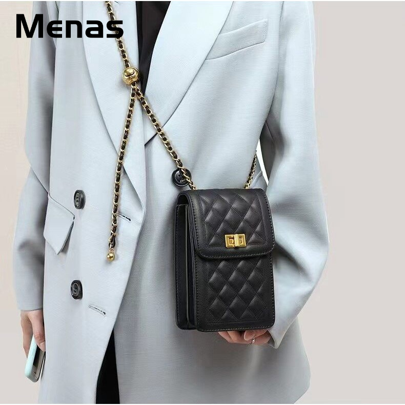 Menas Túi Da PU Đeo Chéo Màu Trơn Đựng Điện Thoại Thiết Kế Đơn Giản Và Đa Năng