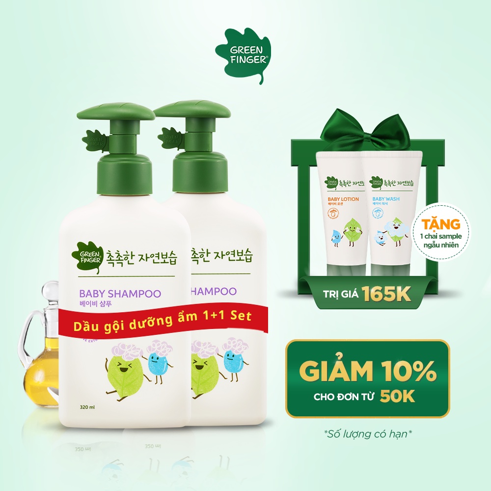 Combo 2 Dầu Gội Dưỡng Ẩm Cho Bé Sơ Sinh Greenfinger ChokChok Moisture Shampoo 320ml