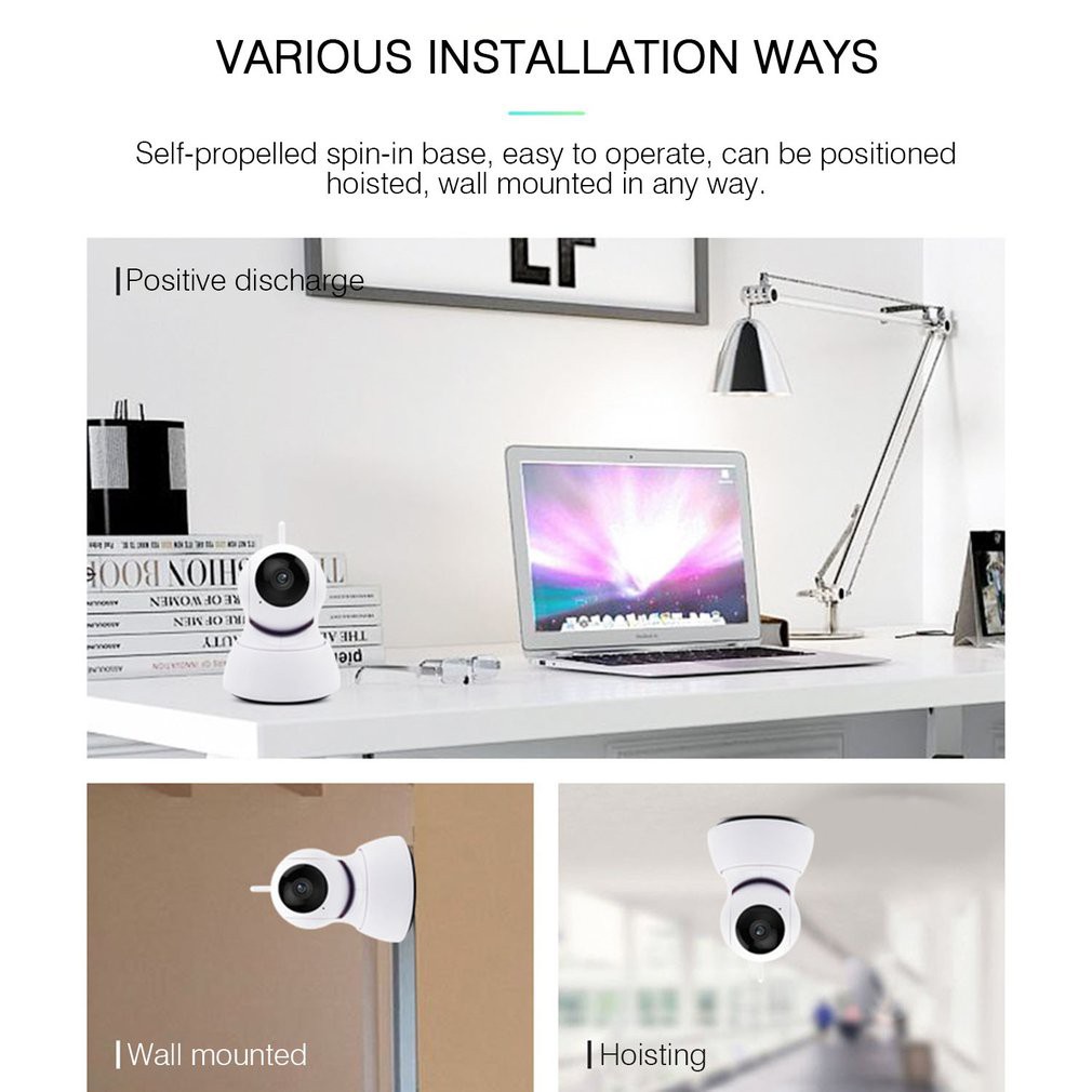 EVKVO - Theo dõi tự động - YCC365 PLUS APP Rotate Wireless FHD 3MP Mini WIFI PTZ IP Camera CCTV WIFI Home Security Surveillance Camera IR Night Vision