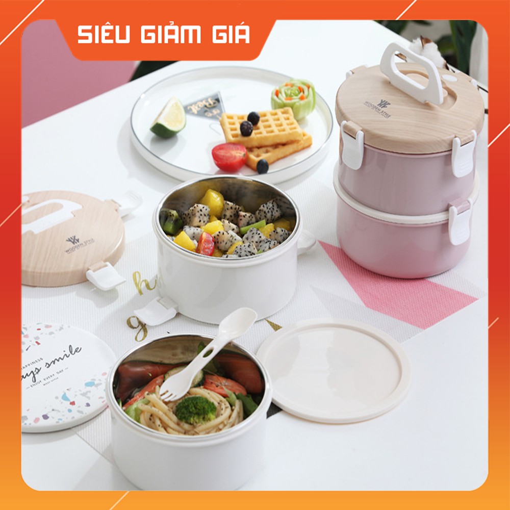 [KHUYẾN MÃI SỐC] HỘP CƠM WOONDEN STYLE 2 TẦNG TIỆN LỢI CHỐNG TRÀN HC06