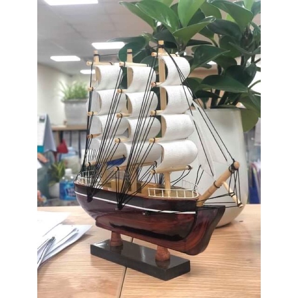 Mô hình thuyền phong thủy  - Thuyền gỗ Le Blem dài 20-35cm  - Buồm vải trắng -