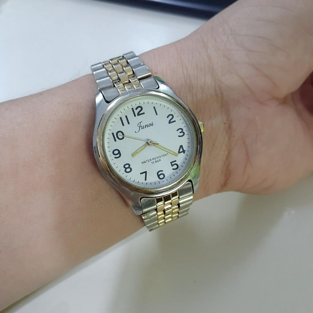 Đồng hồ nam tay nhỏ tay vừa Junos demi vàng second hand si Nhật