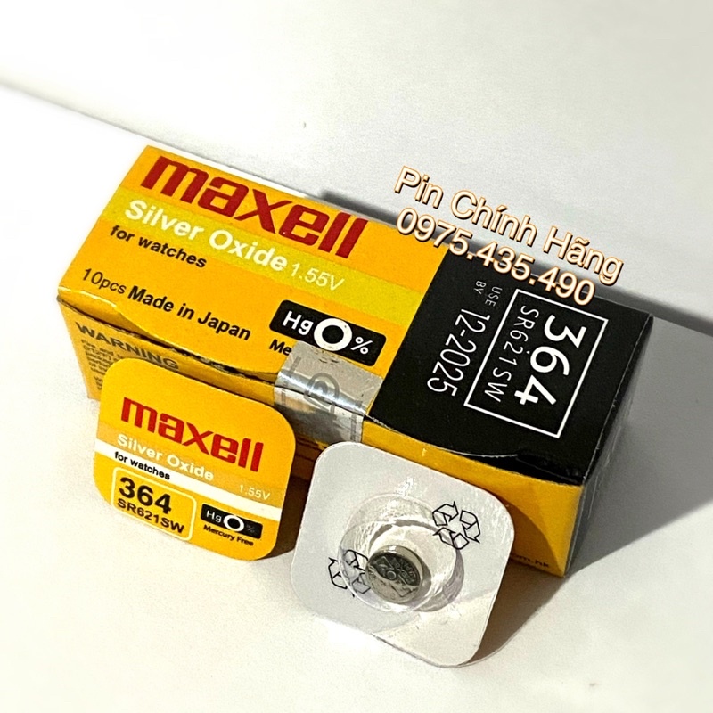 Hộp 10 Viên Pin Đồng Hồ Maxell SR621SW - 364 Hàng Chính Hãng Made in Japan