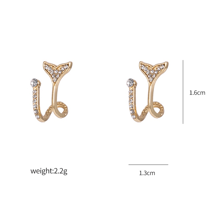 Khuyên Tai Hình Đuôi Nàng Tiên Cá Đính Đá Sang Trọng Phong Cách Hàn Quốc