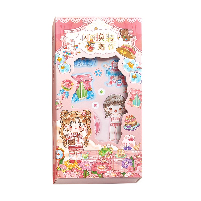 Mr.Paper 3 Kiểu 50 Tờ / Gói Hình dán hoạt hình Cô gái dễ thương Ăn mặc cổ trang Dán sổ tay sáng tạo Nhật ký tài liệu trang trí Tự làm Văn phòng phẩm Dán
