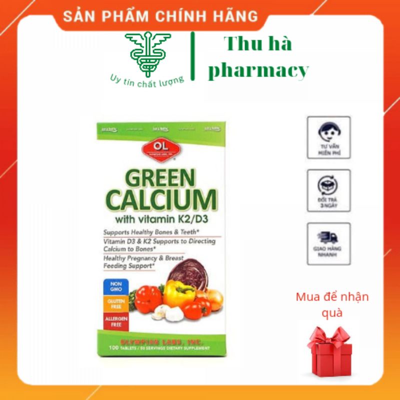 Viên Uống Olympian Labs Green Calcium Bổ Sung Canxi Hữu Cơ Cho Bà Bầu, Trẻ Em Và Người Lớn