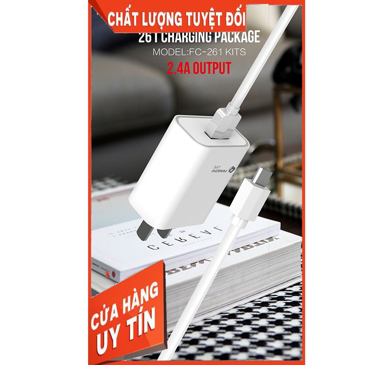 Combo cốc và dây sạc nhanh chuẩn 2.4A cho iphone và samsung không bị giật lag