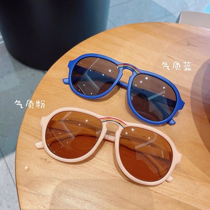 (KIQI-FASHION) COD Hàng Mới Về Mới Kính Mát Gọng Cầu Vồng Chống Tia Uv400 Thời Trang Cho Bé