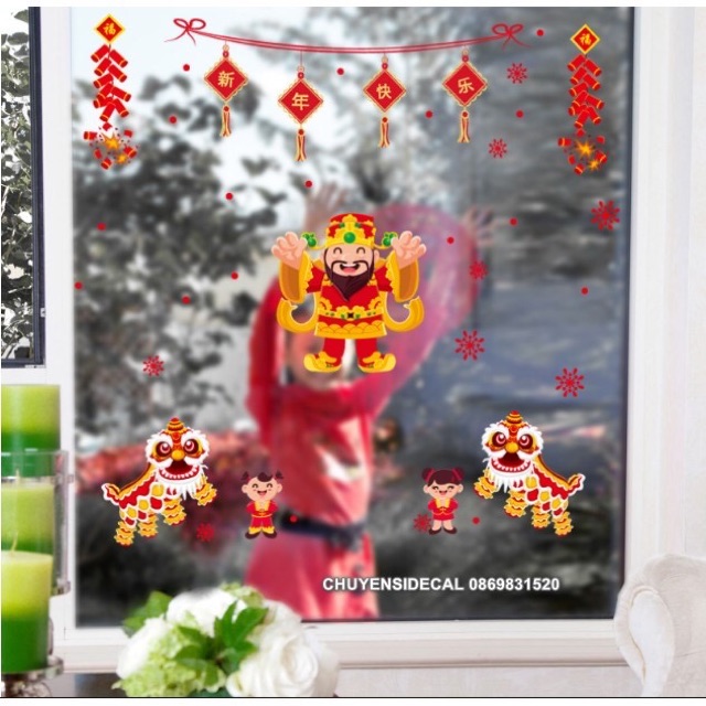 Decal dán Tết - Thần Tài Mới Chúc Xuân