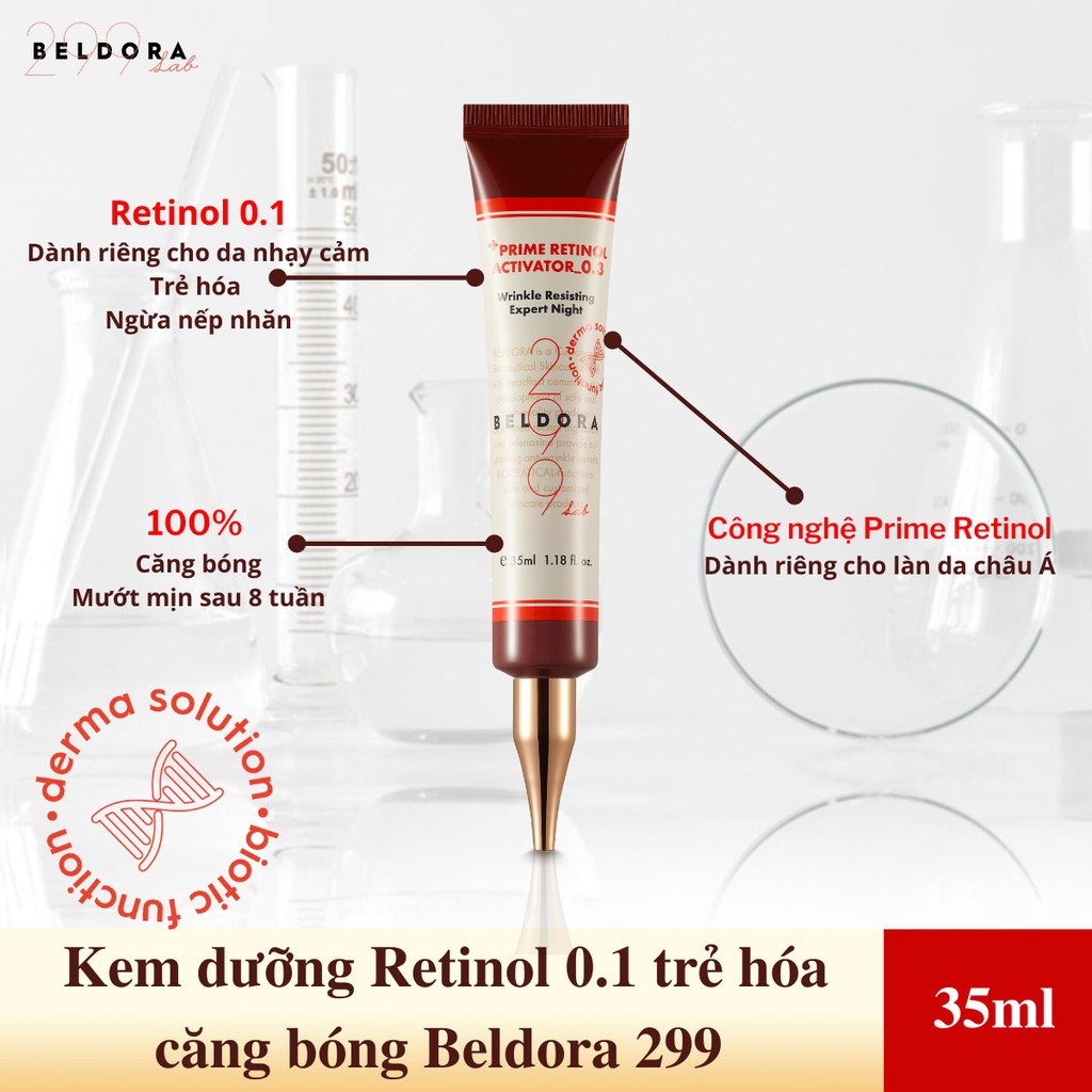 Kem Dưỡng Retinol Trẻ Hóa Da, Ngăn Ngừa Nếp Nhăn Beldora 299 Prime Retinol Activator 35ml