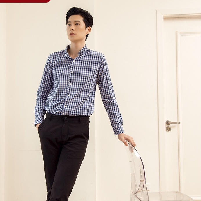 Áo somi dài tay nam thô kẻ D3123L1884 GENVIET