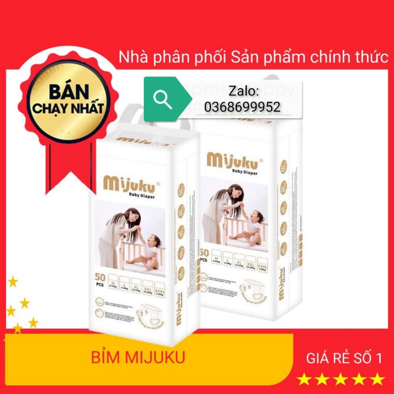 Combo 50 miếng tã quần cao cấp Mijuku Nhật Bản 50M/50L/50XL/50XXL/50XXXL