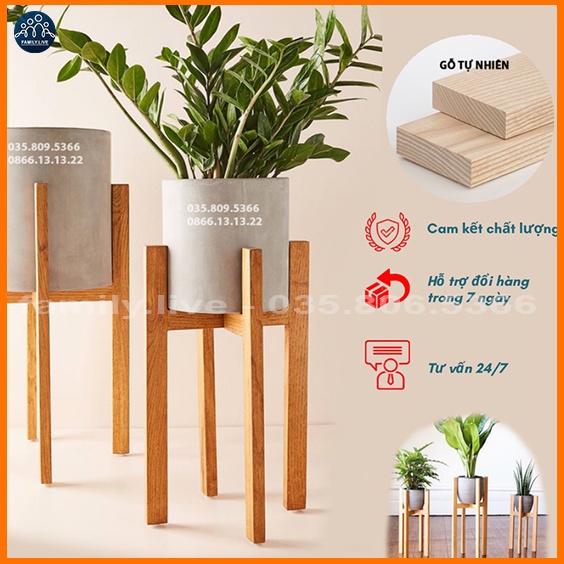 Đôn gỗ, Giá đỡ để chậu cây cảnh bằng gỗ Thông - Gỗ Thịt tự nhiên - hiện đại, dễ dùng