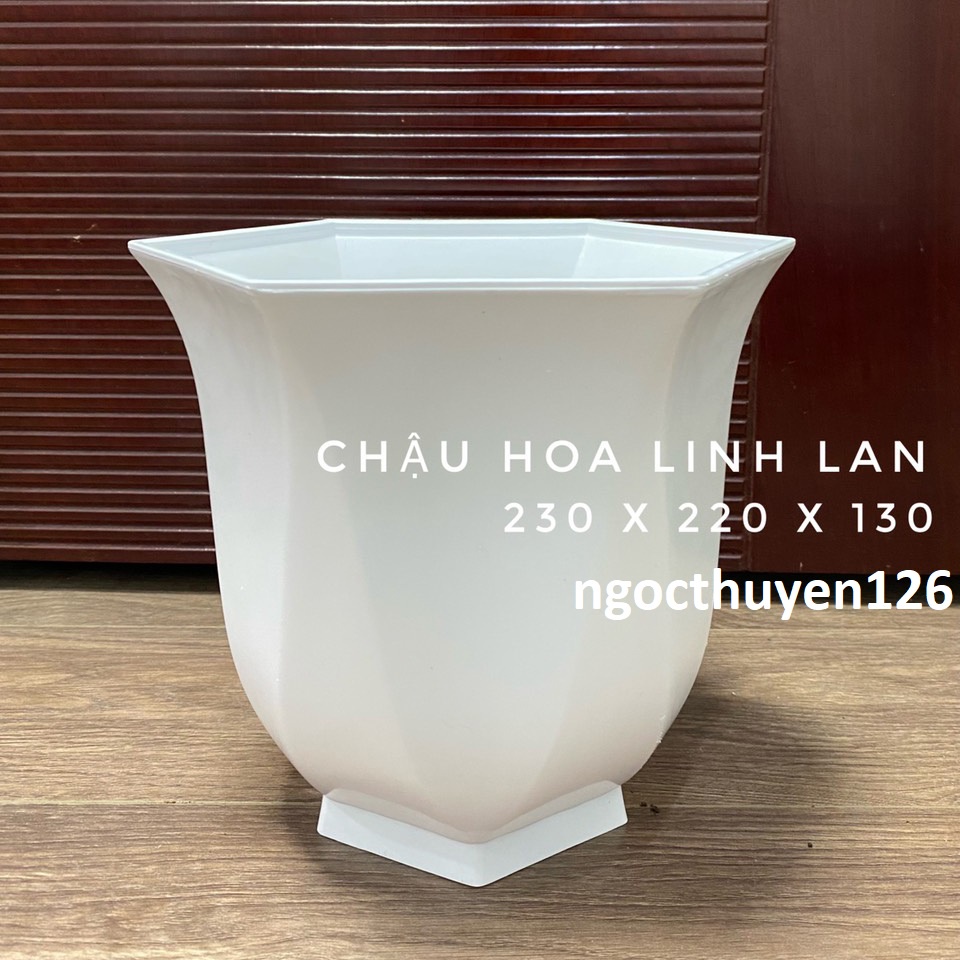 Bộ 02 chậu linh lan trồng hoa kiểng rất đẹp và sang trọng 23x22cm nhựa dày