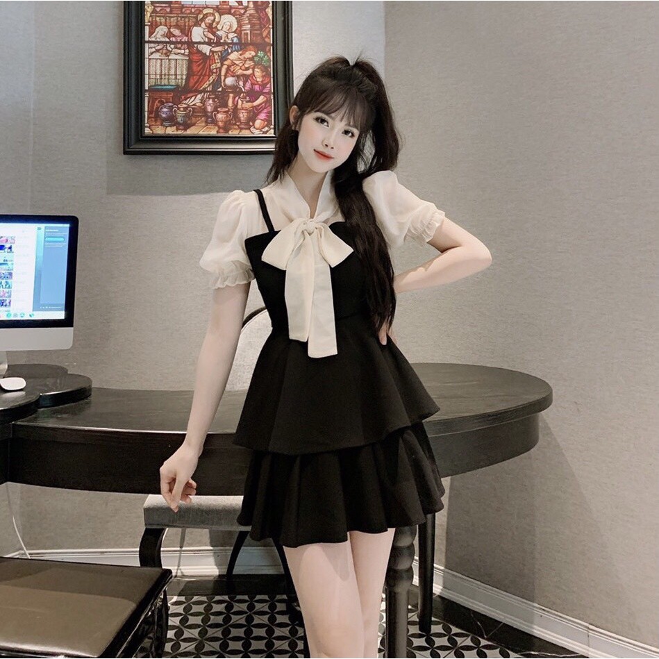 Áo kiểu nữ dáng peplum tay phồng, áo bánh bèo nữ phong cách Hàn Quốc