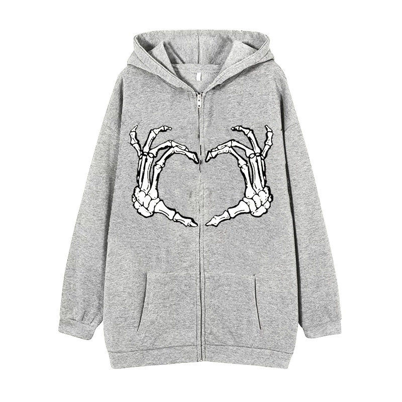 Xiabao Áo Khoác Hoodie Dây Rút In Hình Bàn Tay Xương Phong Cách Gothic Cho Nam