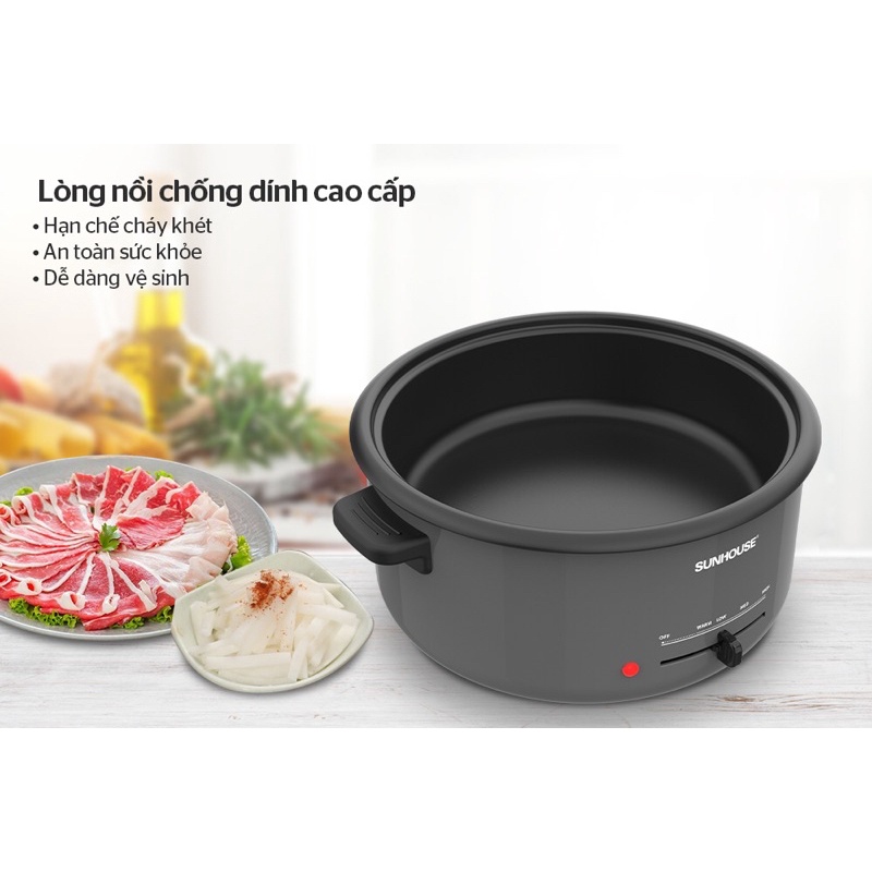 Lẩu điện Sunhouse SHD4523 bảo hành chính hãng 12 tháng