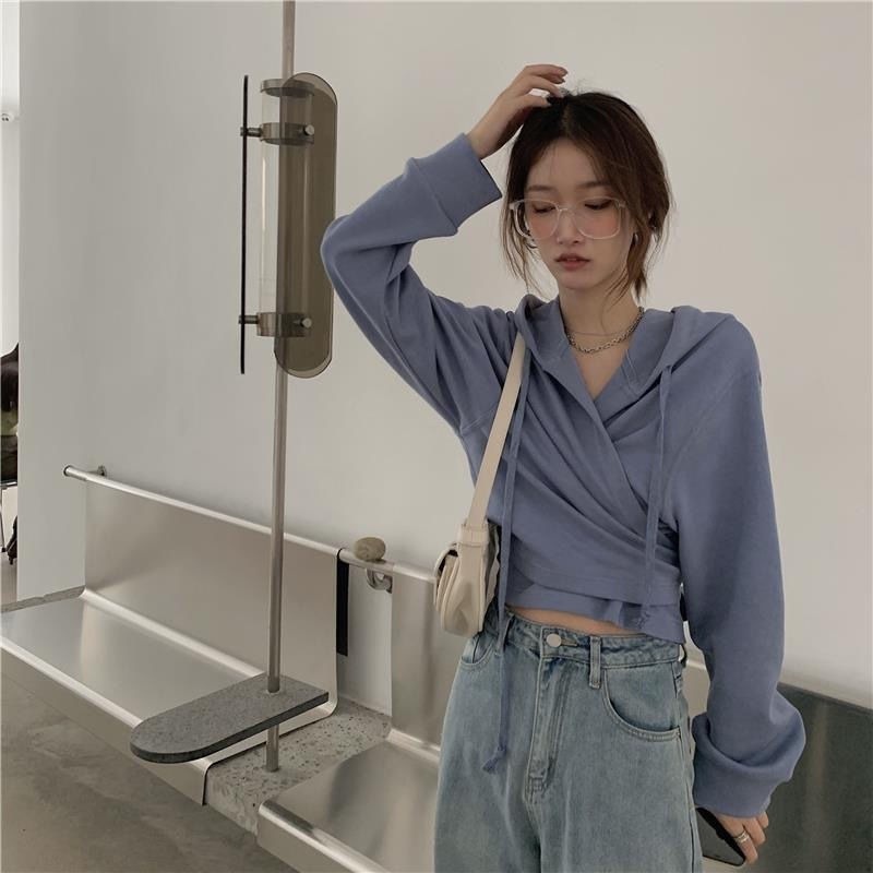 Áo hoodie lửng dài tay thiết kế mới cho nữ