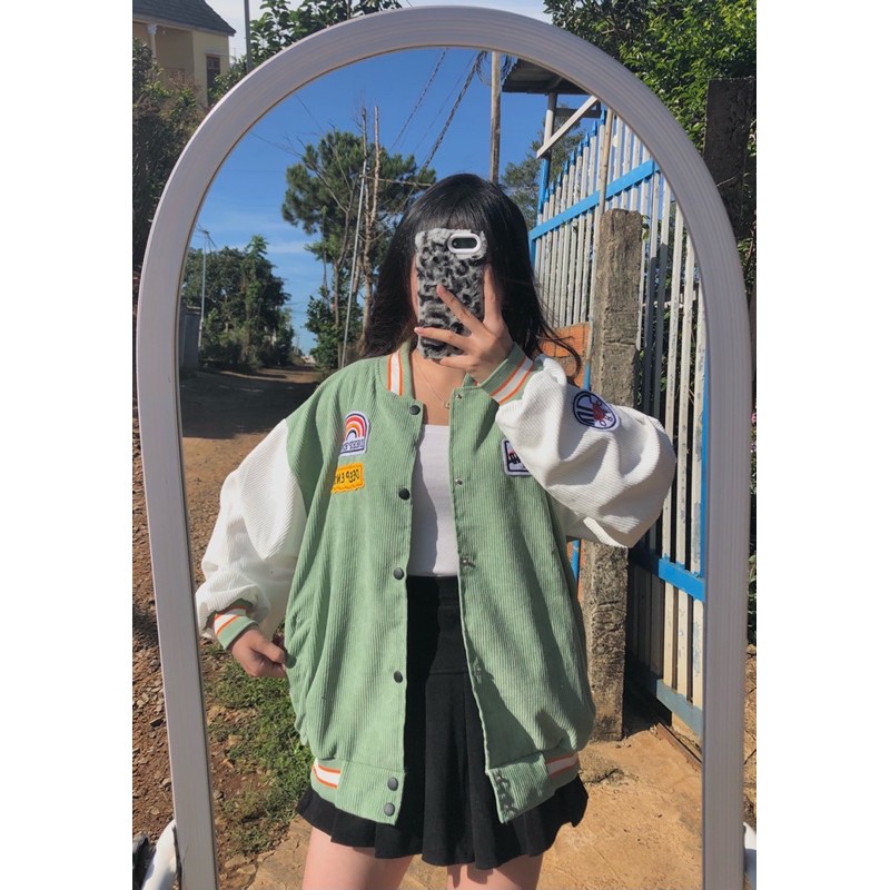 Khoác bomber nhung tăm (Ảnh shop tự chụp) | BigBuy360 - bigbuy360.vn