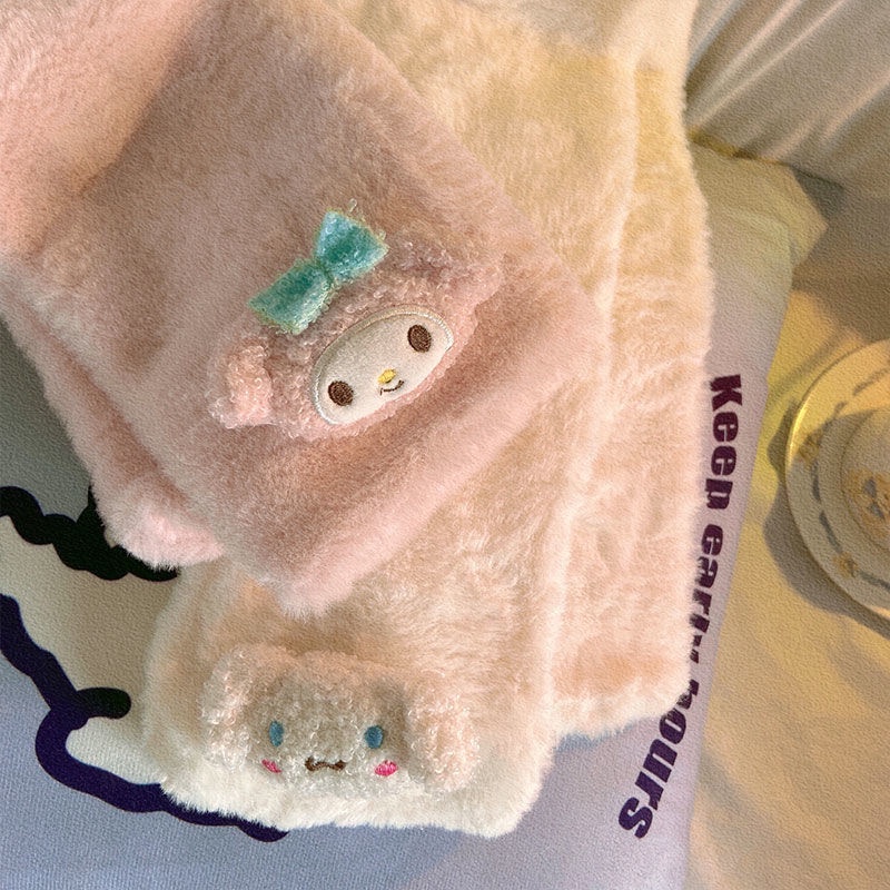 Khăn choàng cổ giữ ấm mềm mại họa tiết hoạt hình dễ thương phong cách Nhật Bản