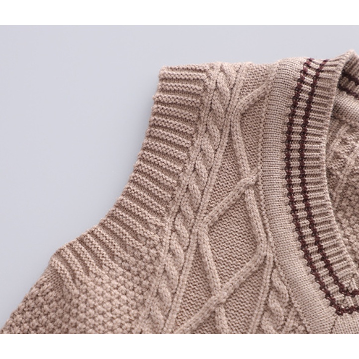 Set Áo Sweater Dệt Kim Không Tay Phối Áo Sơ Mi Dài Tay Kiểu Hàn Quốc Dễ Thương Cho Bé Trai