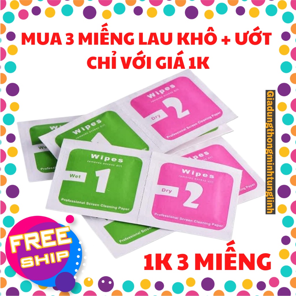 1K 3 MIẾNG Giấy Lau 1 &amp; 2 Cho Kính Cường Lực 6/6plus/6s/6splus/7/7plus/8/8plus/x/xr/xs/11/12/pro/max/promax-Awifi Ca