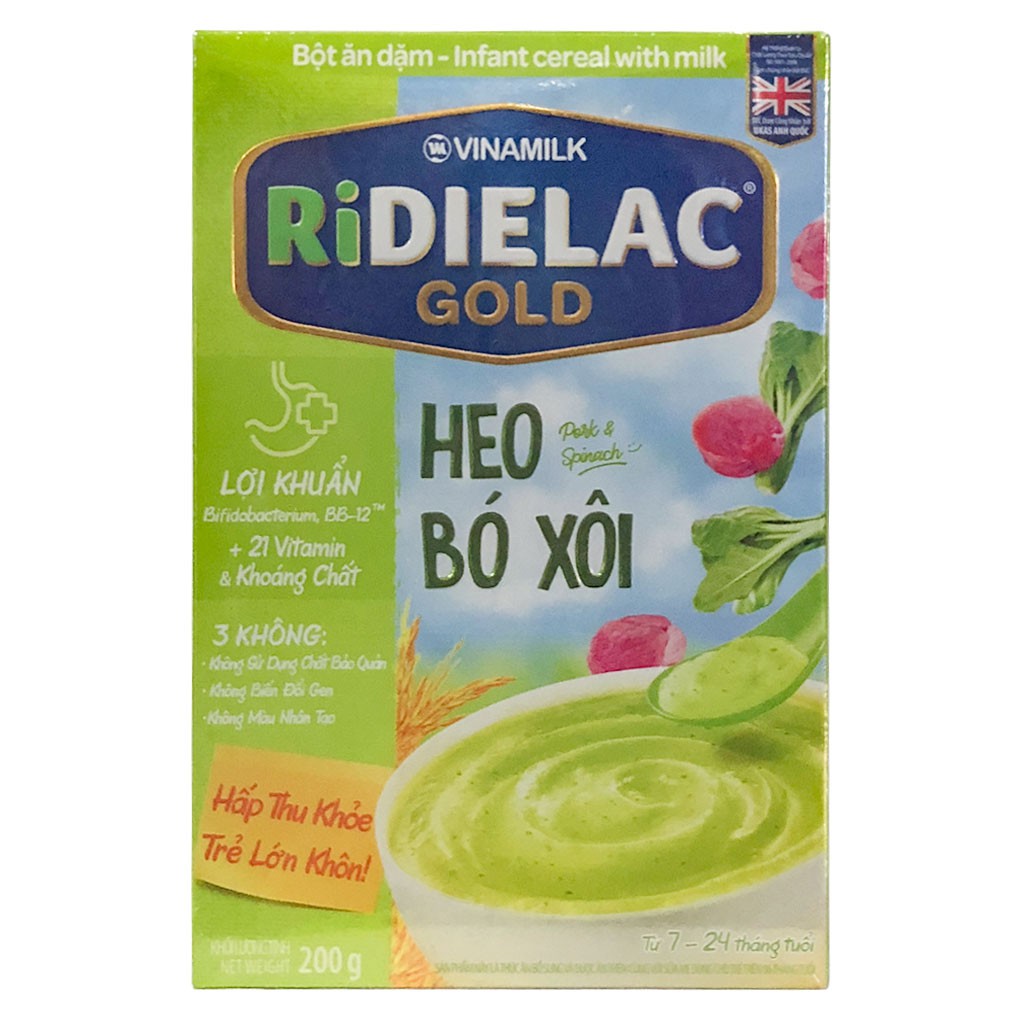 Bột Ăn Dặm Vinamilk Ridielac Gold Heo Bó Xôi Hộp 200g